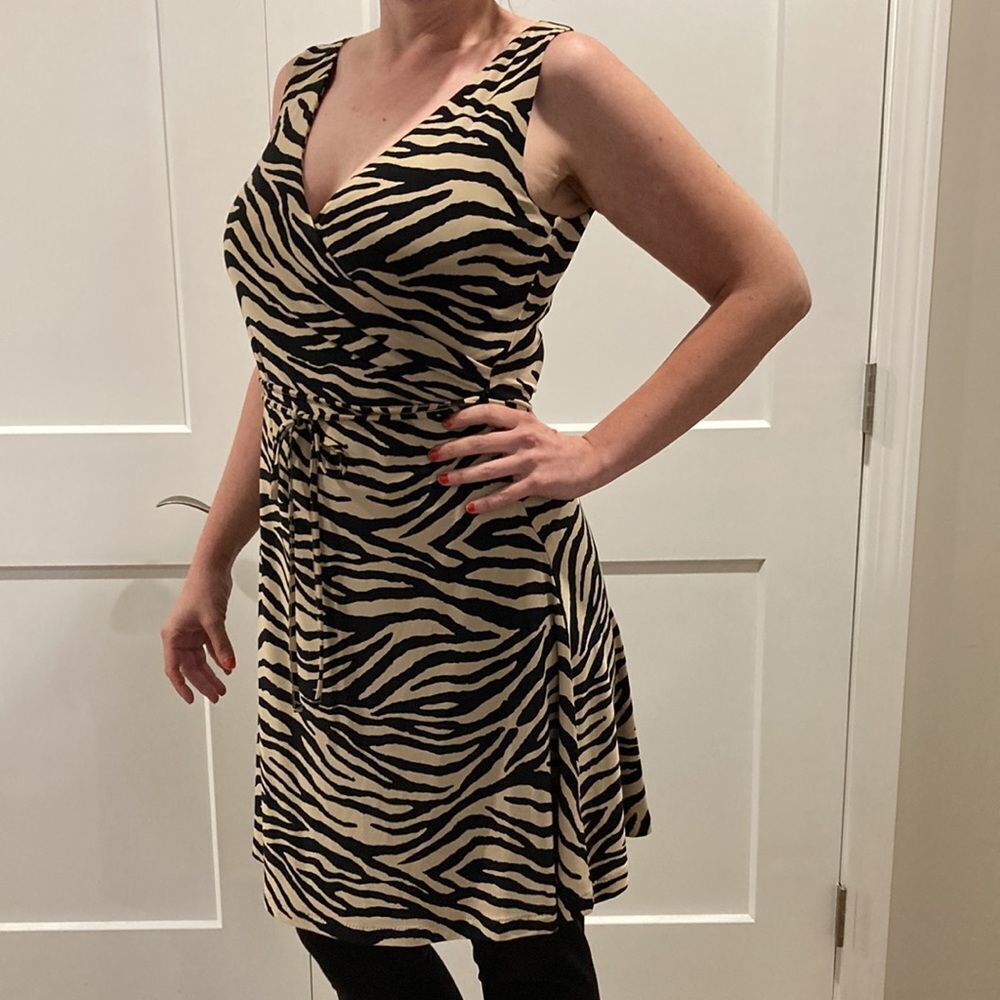 Lauren Ralph Lauren Petite Women’s Faux Wrap Dress in Animal Print Size P/M